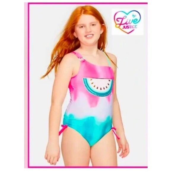 Justice color changing one piece swimsuit size 12 for girls - Picture 1 of 5